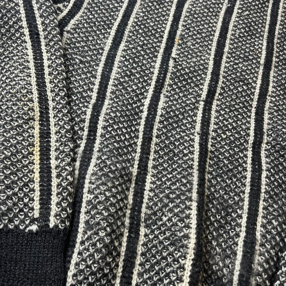 Milwaukee Knit Sweater Mens M Black White Striped Virgin Wool Vintage Mock Neck